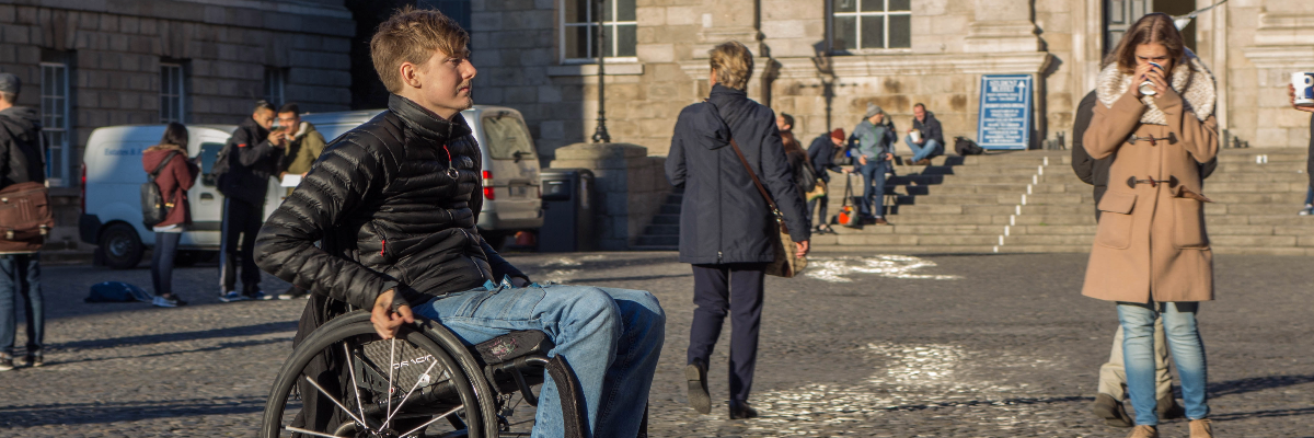 Jack Kanvanagh in Front of the Campanile, Trinity College Dublin.
